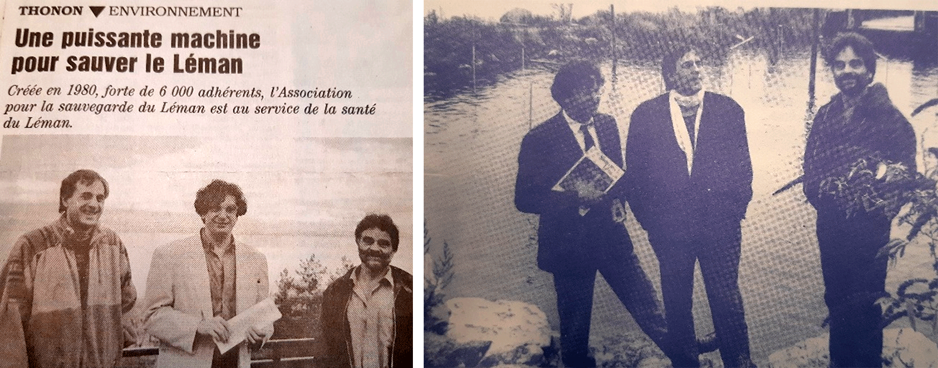 Figure 2. Alain Gagnaire (veste blanche), Jean-Marcel Dorioz (écharpe blanche) et Guy Barroin (toujours à droite) posant à deux reprises pour la presse locale au milieu des années 1990.