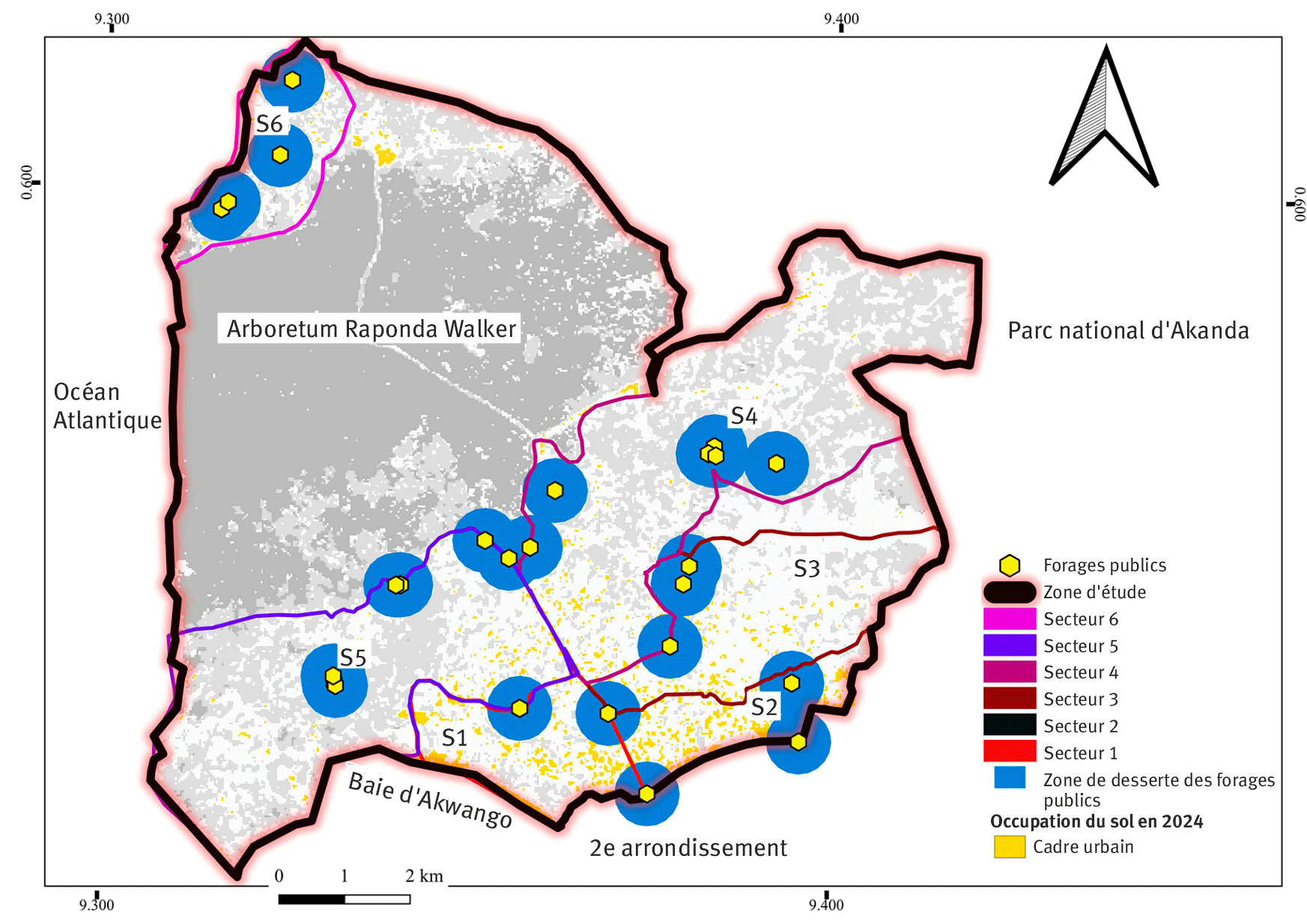 Figure 3. Zone de desserte des forages publics.